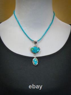 Native American Navajo Silver Kingman Statement Pendant