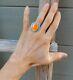 Native American Navajo Silver Orange Spiny Oyster Shell Women's Ring Size 8.25