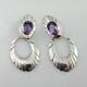 Native American Navajo Silver Purple Amethyst Handmade Post Earrings Signed