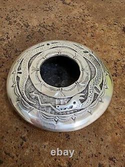 Native American Navajo Silver Seed Pot / Award Winning Don Platero Dragon Silver