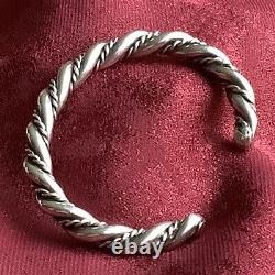 Native American Navajo Silver Twist Rope Cuff Bracelet Horse Whisperer Vintage