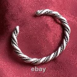 Native American Navajo Silver Twist Rope Cuff Bracelet Horse Whisperer Vintage