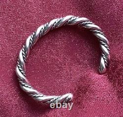 Native American Navajo Silver Twist Rope Cuff Bracelet Horse Whisperer Vintage