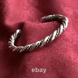 Native American Navajo Silver Twist Rope Cuff Bracelet Horse Whisperer Vintage