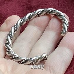 Native American Navajo Silver Twist Rope Cuff Bracelet Horse Whisperer Vintage