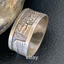 Native American Navajo Stamped Sterling Silver Pueblo Ring Gift Sz 10 11976