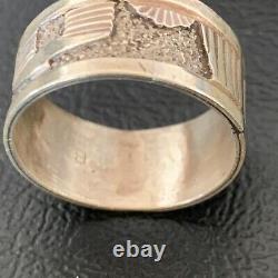 Native American Navajo Stamped Sterling Silver Pueblo Ring Gift Sz 10 11976