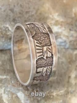 Native American Navajo Stamped Sterling Silver Pueblo Ring Sz 10.5 11984