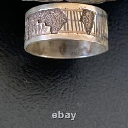 Native American Navajo Stamped Sterling Silver Pueblo Ring Sz 10.5 11984