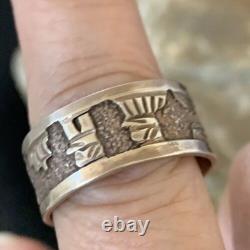 Native American Navajo Stamped Sterling Silver Pueblo Ring Sz 10.5 11984