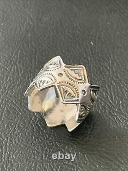 Native American Navajo Stamped Sterling Silver Ring Set Gift Sz 8.5 02197