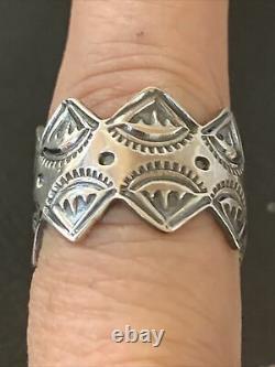 Native American Navajo Stamped Sterling Silver Ring Set Gift Sz 8.5 02197