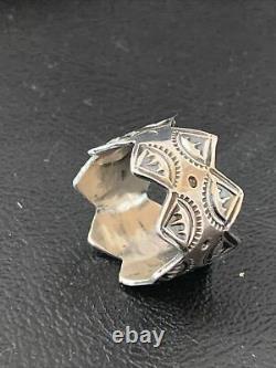 Native American Navajo Stamped Sterling Silver Ring Set Gift Sz 8.5 02197