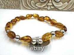 Native American Navajo Sterling 925 Alvin Todacheene Concho Amber Bracelet RARE