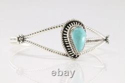 Native American Navajo Sterling Kingman Silver Turquoise Bracelet Cuff Sadie Jim
