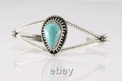 Native American Navajo Sterling Kingman Silver Turquoise Bracelet Cuff Sadie Jim
