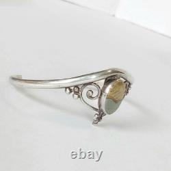 Native American Navajo Sterling Oval Jasper Cuff Bracelet / Navajo Silver Cuff