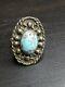 Native American Navajo Sterling Ring With Turquoise. Size 8.25
