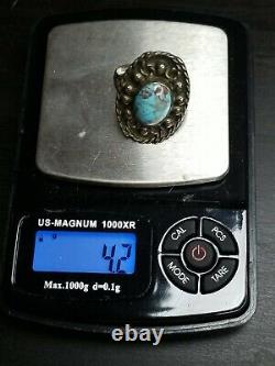 Native American Navajo Sterling Ring with Turquoise. Size 8.25