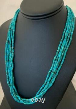 Native American Navajo Sterling Silver 5S 2mm TURQUOISE HEISHI Necklace 20 205
