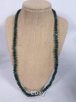 Native American Navajo Sterling Silver 925 Graduated Malachite Beads Necklace