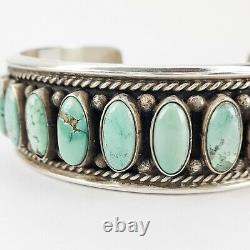 Native American Navajo Sterling Silver 925 Green Turquoise Cuff Bracelet G James