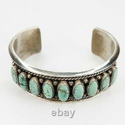 Native American Navajo Sterling Silver 925 Green Turquoise Cuff Bracelet G James