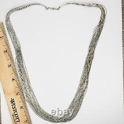 Native American Navajo Sterling Silver 925 Liquid Silver Necklace 31 Strands