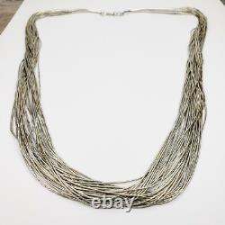 Native American Navajo Sterling Silver 925 Liquid Silver Necklace 31 Strands