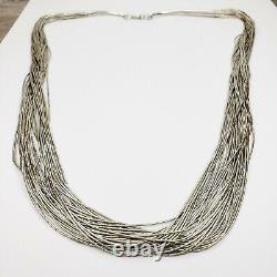 Native American Navajo Sterling Silver 925 Liquid Silver Necklace 31 Strands