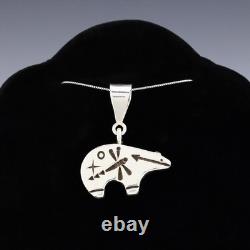 Native American Navajo Sterling Silver Bear Pendant By Norman Woody