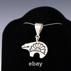 Native American Navajo Sterling Silver Bear Pendant By Norman Woody