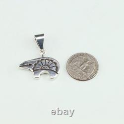 Native American Navajo Sterling Silver Bear Pendant By Norman Woody