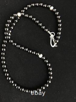 Native American Navajo Sterling Silver Black Onyx Necklace 18 10026