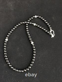Native American Navajo Sterling Silver Black Onyx Necklace 18 10026