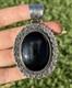 Native American Navajo Sterling Silver Black Onyx Pendant Etta Enditto Gift