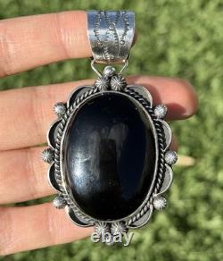 Native American Navajo Sterling Silver Black Onyx Pendant Etta Enditto Gift