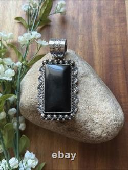 Native American Navajo Sterling Silver Black Onyx Pendant Etta Enditto Gift