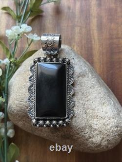 Native American Navajo Sterling Silver Black Onyx Pendant Etta Enditto Gift