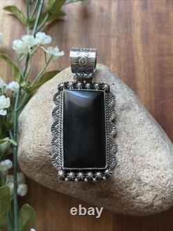 Native American Navajo Sterling Silver Black Onyx Pendant Etta Enditto Gift
