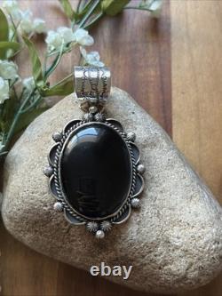 Native American Navajo Sterling Silver Black Onyx Pendant Etta Enditto Gift