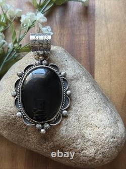 Native American Navajo Sterling Silver Black Onyx Pendant Etta Enditto Gift