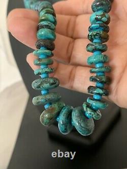 Native American Navajo Sterling Silver Blu SpiderWeb Turquoise Necklace 23in 260