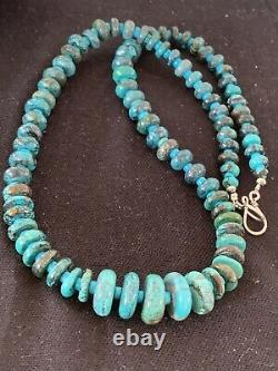 Native American Navajo Sterling Silver Blu SpiderWeb Turquoise Necklace 23in 260