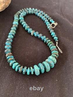 Native American Navajo Sterling Silver Blu SpiderWeb Turquoise Necklace 23in 260