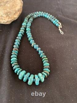 Native American Navajo Sterling Silver Blu SpiderWeb Turquoise Necklace 23in 260