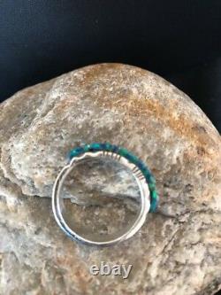 Native American Navajo Sterling Silver Blue Opal Inlay Ring Size 10 Yazzie