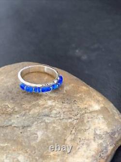 Native American Navajo Sterling Silver Blue Opal Inlay Ring Sz 7 Yazzie 10621