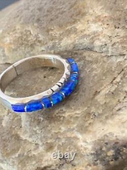 Native American Navajo Sterling Silver Blue Opal Inlay Ring Sz 7 Yazzie 10621