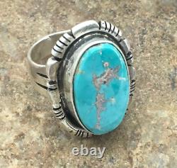 Native American Navajo Sterling Silver Blue Turquoise Ring Set7.25 2634